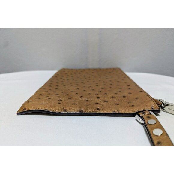 FINAL PRICE DROP Michael Kors Harlow Ostrich Emboss Leather Clutch Wristlet - Picture 5 of 12